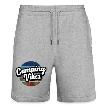 Ambiance de camping - Short de jogging bio TRAINER Stanley/Stella unisexe - gris chiné - Devant - Nik (191cm) & Marisol (170cm)
