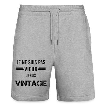 Je ne suis pas vieux vintage - Short de jogging bio TRAINER Stanley/Stella unisexe - gris chiné - Devant - Nik (191cm) & Marisol (170cm)