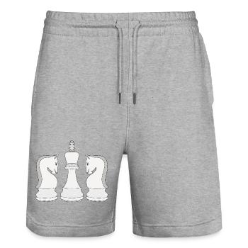 Échecs - Short de jogging bio TRAINER Stanley/Stella unisexe - gris chiné - Devant - Nik (191cm) & Marisol (170cm)