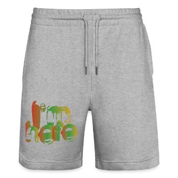 Ich bin hier - Stanley/Stella Unisex Bio Joggingshorts Trainer  - Grau meliert - Vorne - Nik (191cm) & Marisol (170cm)