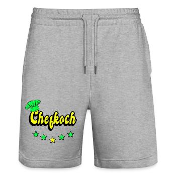 Chefkoch Design - Stanley/Stella Unisex Bio Joggingshorts Trainer  - Grau meliert - Vorne - Nik (191cm) & Marisol (170cm)