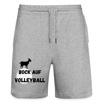Bock auf Volleyball - Stanley/Stella Unisex Bio Joggingshorts Trainer  - Grau meliert - Vorne - Nik (191cm) & Marisol (170cm)
