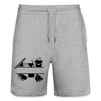 Logo de l’outil de nettoyage transparent - Short de jogging bio TRAINER Stanley/Stella unisexe - gris chiné - Devant - Nik (191cm) & Marisol (170cm)