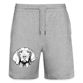 Magyar Viszla Kurzhaar 01 sw - Stanley/Stella Unisex Bio Joggingshorts Trainer  - Grau meliert - Vorne - Nik (191cm) & Marisol (170cm)