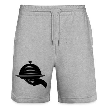Waiter hand with meal - Stanley/Stella Trainer Unisex Organic Jogging Shorts - heather grey - Front - Nik (191cm) & Marisol (170cm)