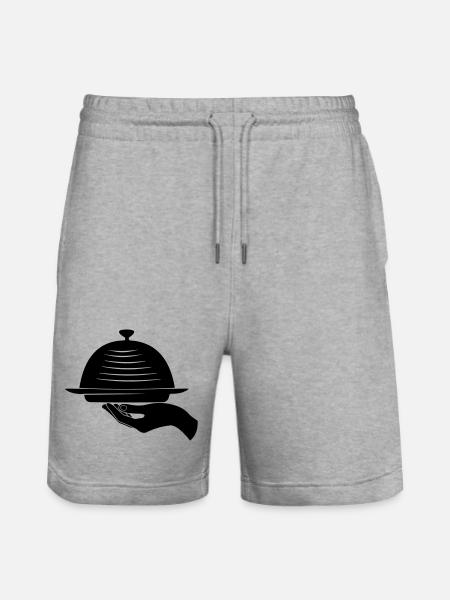 Kellnerhand mit Mahlzeit - Stanley/Stella Unisex Bio Joggingshorts Trainer  - Grau meliert
