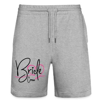 Bride Crew - Stanley/Stella Trainer Unisex Organic Jogging Shorts - heather grey - Front - Nik (191cm) & Marisol (170cm)