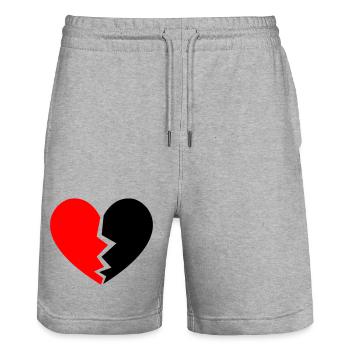 Cœur brisé - Gebrochenes Herz - Short de jogging bio TRAINER Stanley/Stella unisexe - gris chiné - Devant - Nik (191cm) & Marisol (170cm)