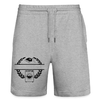 Washing machine in laurel wreath - Stanley/Stella Trainer Unisex Organic Jogging Shorts - heather grey - Front - Nik (191cm) & Marisol (170cm)