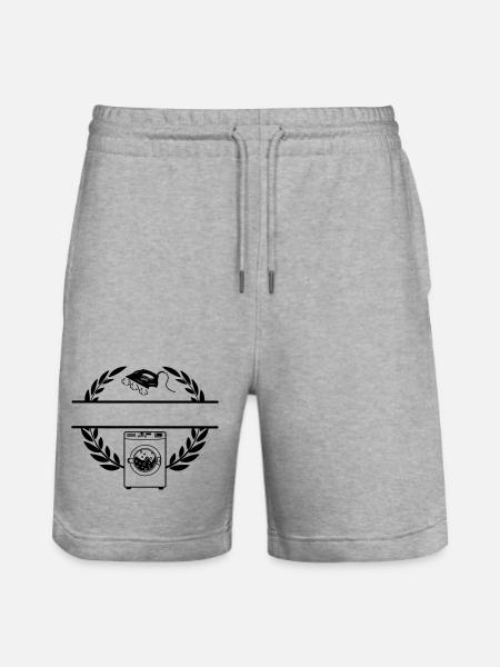 Washing machine in laurel wreath - Stanley/Stella Trainer Unisex Organic Jogging Shorts - heather grey