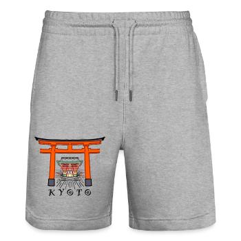 Japan, Kyoto, Fushimi Inari- Taisha Shrine - Stanley/Stella Trainer Unisex Organic Jogging Shorts - heather grey - Front - Nik (191cm) & Marisol (170cm)