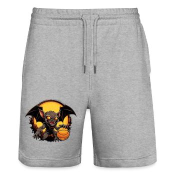 Basketball Bat - Stanley/Stella Trainer Unisex Organic Jogging Shorts - heather grey - Front - Nik (191cm) & Marisol (170cm)