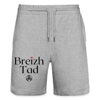 Breizh Tad Triskell Bretagne Fête des pères - Short de jogging bio TRAINER Stanley/Stella unisexe - gris chiné - Devant - Nik (191cm) & Marisol (170cm)