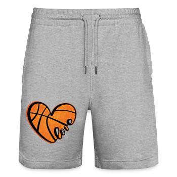 Cœur de basket avec amour - Short de jogging bio TRAINER Stanley/Stella unisexe - gris chiné - Devant - Nik (191cm) & Marisol (170cm)