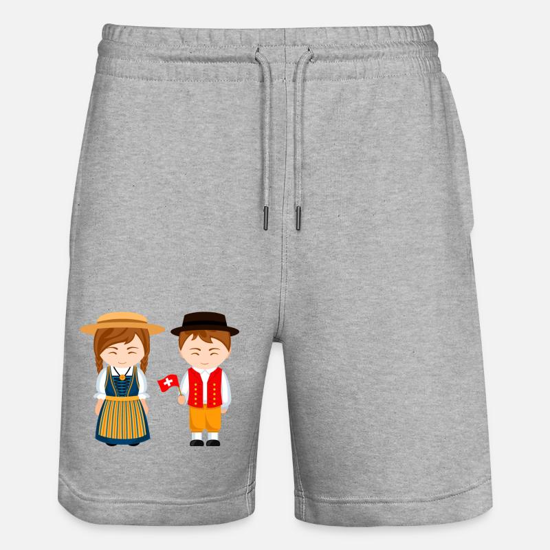 Suisse, je suis Suisse, petits Suisse - Short de jogging bio TRAINER Stanley/Stella unisexe - gris chiné