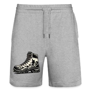 Drawing Hiker Mountain Hiking Shoe - Stanley/Stella Trainer Unisex Organic Jogging Shorts - heather grey - Front - Nik (191cm) & Marisol (170cm)