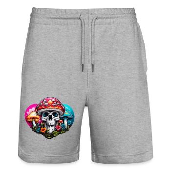 Totenkopf Fliegenpilz - Stanley/Stella Unisex Bio Joggingshorts Trainer  - Grau meliert - Vorne - Nik (191cm) & Marisol (170cm)