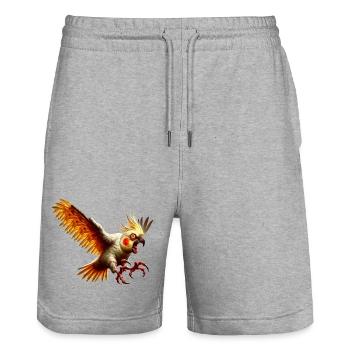 Oiseau maléfique - Calopsitte (14) - Short de jogging bio TRAINER Stanley/Stella unisexe - gris chiné - Devant - Nik (191cm) & Marisol (170cm)