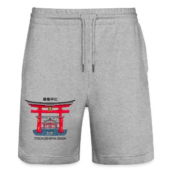 Itsukushima Shrine, Miyajima, Hiroshima. Japan - Stanley/Stella Trainer Unisex Organic Jogging Shorts - heather grey - Front - Nik (191cm) & Marisol (170cm)