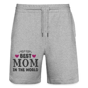 Beste Mama der Welt - Stanley/Stella Unisex Bio Joggingshorts Trainer  - Grau meliert - Vorne - Nik (191cm) & Marisol (170cm)