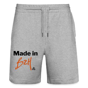 Made in BZH - Stanley/Stella Trainer Unisex Organic Jogging Shorts - heather grey - Front - Nik (191cm) & Marisol (170cm)