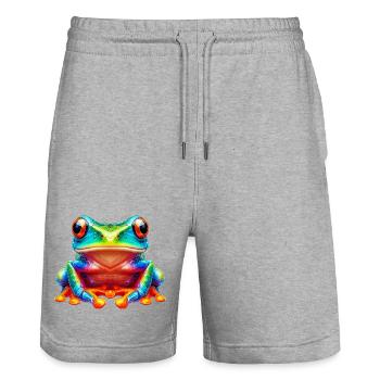 Grenouille - Short de jogging bio TRAINER Stanley/Stella unisexe - gris chiné - Devant - Nik (191cm) & Marisol (170cm)