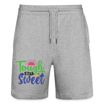 Tough But Sweet - Stanley/Stella Trainer Unisex Organic Jogging Shorts - heather grey - Front - Nik (191cm) & Marisol (170cm)