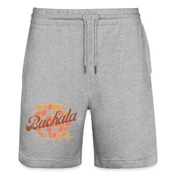 Bachata Disco Retro Glow - Stanley/Stella Trainer Unisex Organic Jogging Shorts - heather grey - Front - Nik (191cm) & Marisol (170cm)