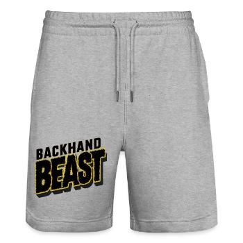 Tennis Shirt Backhand Rückhand Beast - Stanley/Stella Trainer Unisex Organic Jogging Shorts - heather grey - Front - Nik (191cm) & Marisol (170cm)