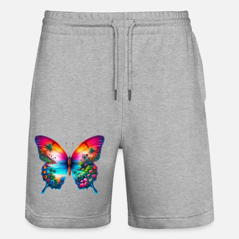Schmetterling - Stanley/Stella Unisex Bio Joggingshorts Trainer - Grau meliert