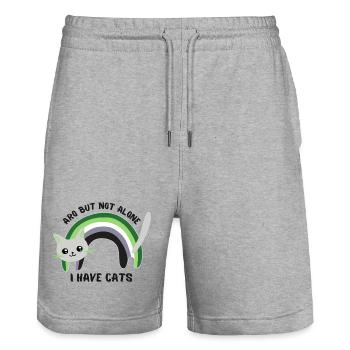 Aro, aber nicht allein. Ich habe Katzen - Stanley/Stella Unisex Bio Joggingshorts Trainer  - Grau meliert - Vorne - Nik (191cm) & Marisol (170cm)