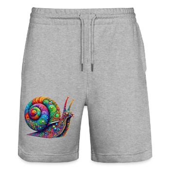 Snail - Stanley/Stella Trainer Unisex Organic Jogging Shorts - heather grey - Front - Nik (191cm) & Marisol (170cm)