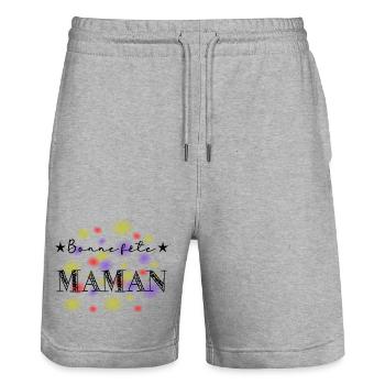 HAPPY BIRTHDAY. HAPPY MOTHER'S DAY. MOM - Stanley/Stella Trainer Unisex Organic Jogging Shorts - heather grey - Front - Nik (191cm) & Marisol (170cm)