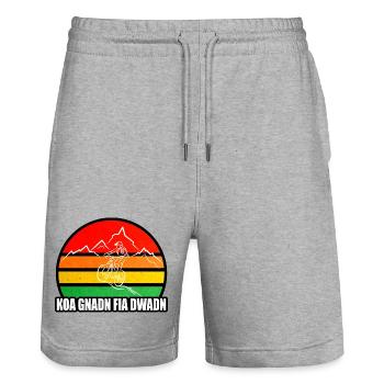 koa Gnadn fia dWadn, MTB, Mountainbike, Mountains - Stanley/Stella Trainer Unisex Organic Jogging Shorts - heather grey - Front - Nik (191cm) & Marisol (170cm)