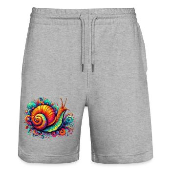 Schnecke - Stanley/Stella Unisex Bio Joggingshorts Trainer  - Grau meliert - Vorne - Nik (191cm) & Marisol (170cm)