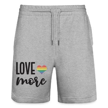 Mois de la fierté LGBT - Love More - Short de jogging bio TRAINER Stanley/Stella unisexe - gris chiné - Devant - Nik (191cm) & Marisol (170cm)