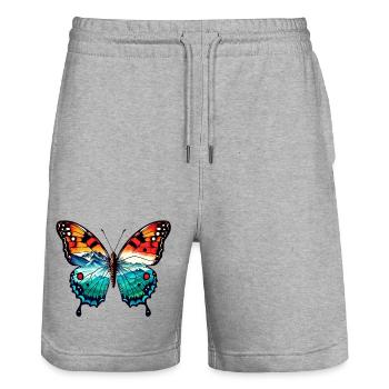 Butterfly - Stanley/Stella Trainer Unisex Organic Jogging Shorts - heather grey - Front - Nik (191cm) & Marisol (170cm)