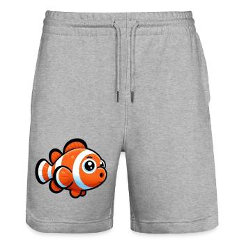 Clownfische - Stanley/Stella Unisex Bio Joggingshorts Trainer  - Grau meliert - Vorne - Nik (191cm) & Marisol (170cm)