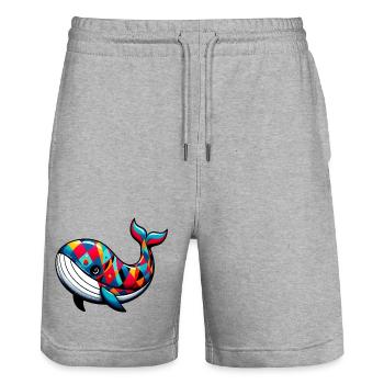Arlequin baleine - Short de jogging bio TRAINER Stanley/Stella unisexe - gris chiné - Devant - Nik (191cm) & Marisol (170cm)