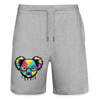 Koala with glasses - Stanley/Stella Trainer Unisex Organic Jogging Shorts - heather grey - Front - Nik (191cm) & Marisol (170cm)