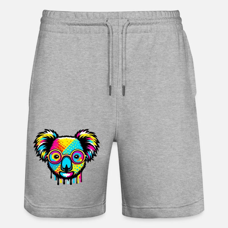 Koala avec des lunettes - Short de jogging bio TRAINER Stanley/Stella unisexe - gris chiné