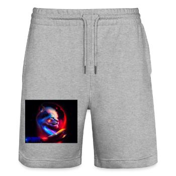 Lion Univers - Stanley/Stella Unisex Bio Joggingshorts Trainer  - Grau meliert - Vorne - Nik (191cm) & Marisol (170cm)