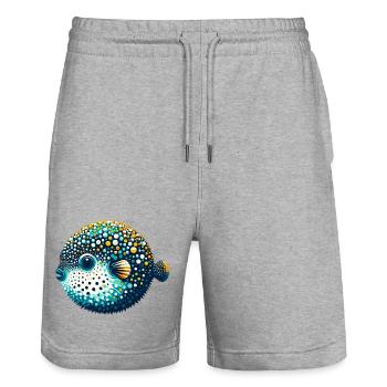 Kugelfisch - Stanley/Stella Unisex Bio Joggingshorts Trainer  - Grau meliert - Vorne - Nik (191cm) & Marisol (170cm)