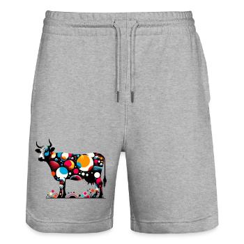 Vache - Short de jogging bio TRAINER Stanley/Stella unisexe - gris chiné - Devant - Nik (191cm) & Marisol (170cm)