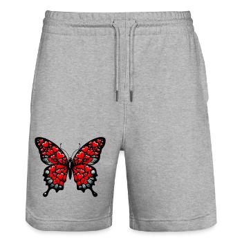 Schmetterling mit Herz Herzen - Stanley/Stella Unisex Bio Joggingshorts Trainer  - Grau meliert - Vorne - Nik (191cm) & Marisol (170cm)