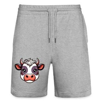 Vache - Short de jogging bio TRAINER Stanley/Stella unisexe - gris chiné - Devant - Nik (191cm) & Marisol (170cm)