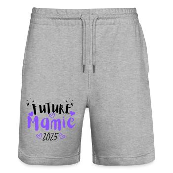 Zukünftige Oma 2025 - Stanley/Stella Unisex Bio Joggingshorts Trainer  - Grau meliert - Vorne - Nik (191cm) & Marisol (170cm)
