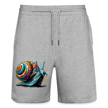 Escargot - Short de jogging bio TRAINER Stanley/Stella unisexe - gris chiné - Devant - Nik (191cm) & Marisol (170cm)