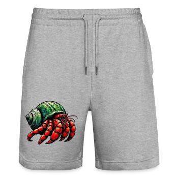 Hermit crab - Stanley/Stella Trainer Unisex Organic Jogging Shorts - heather grey - Front - Nik (191cm) & Marisol (170cm)