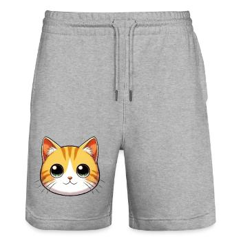 Chat - Short de jogging bio TRAINER Stanley/Stella unisexe - gris chiné - Devant - Nik (191cm) & Marisol (170cm)